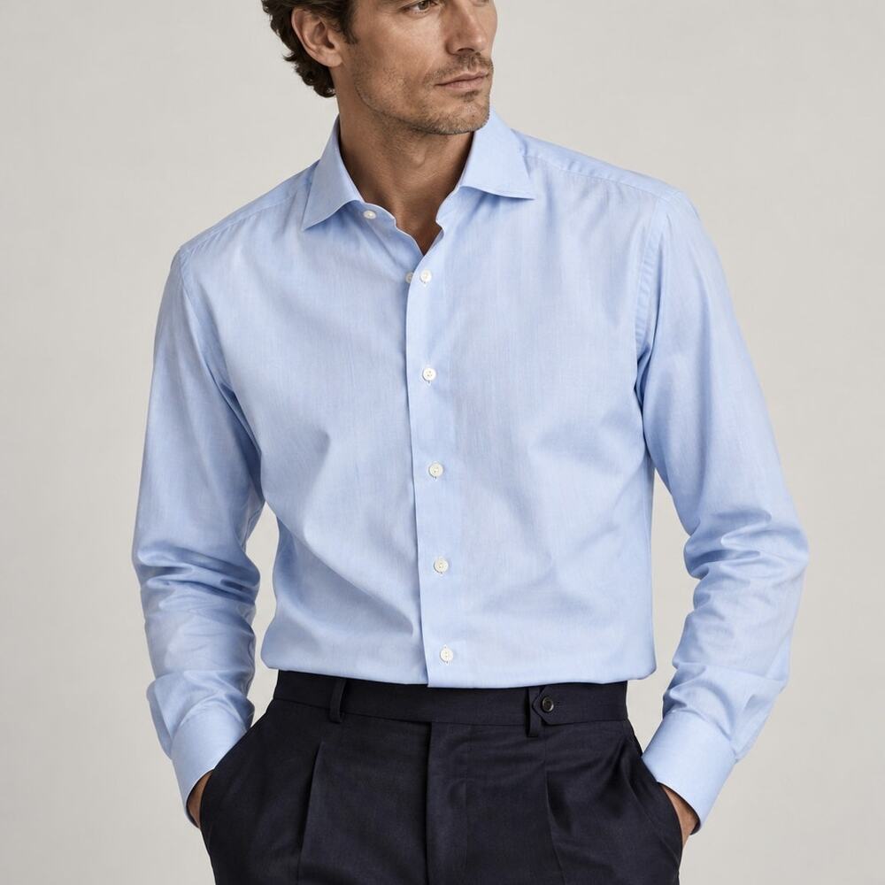 ETON Contemporary Dress Shirt light blue cotton size 18 46cm